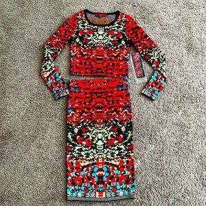 WOW Couture World of Women NEW 2 piece - long sleeve crop top & pencil skirt.